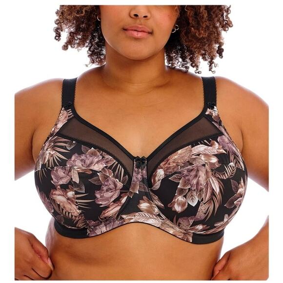 GODDESS Women's Kayla Underwire Banded Bra Black Size 40I Dark Tropical Unlined - Picture 1 of 8